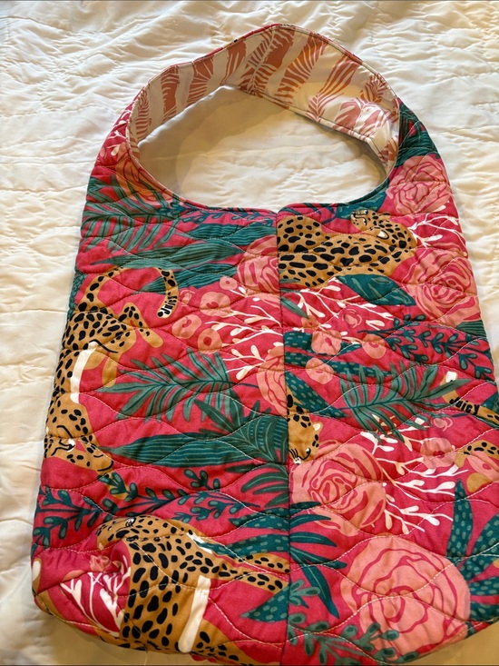 Handmade Handbags - Upcycled Juicy Couture  pillow case, Quilted Floral & Leopard Print Hobo Bag